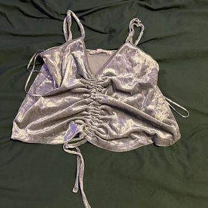 Grey velvet crop top